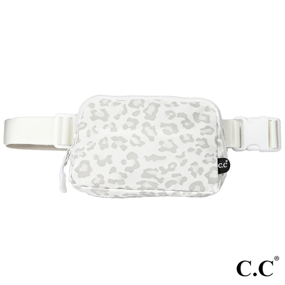 C.C Animal Print  White Cross Body Waterproof Mini Fanny Belt Sling Bag - Picture 1 of 2